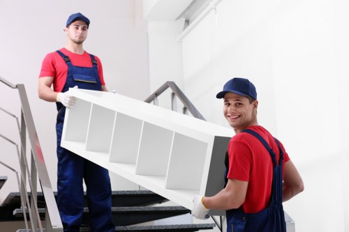 Man with van vehicle loading household items for transport